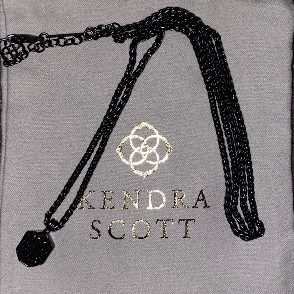 Black Kendra Scott long drusy necklace